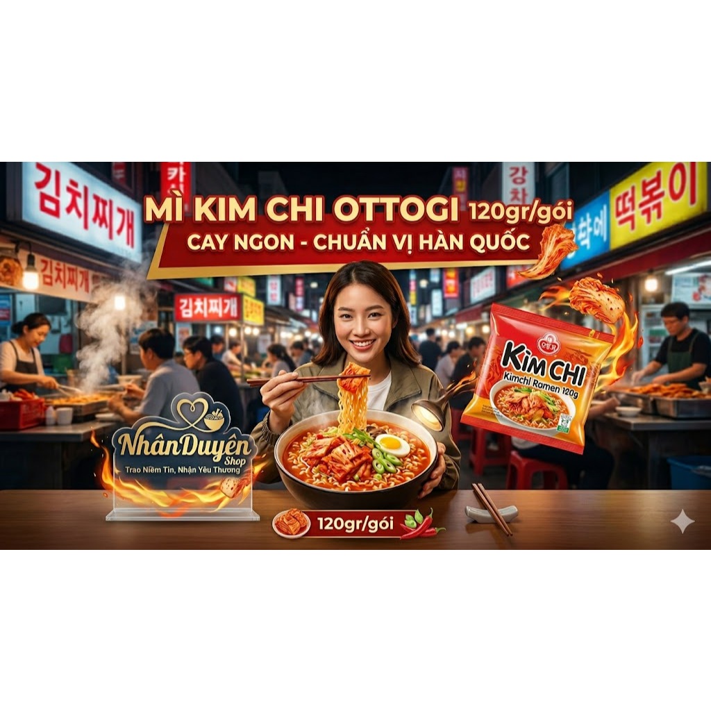 Lô 8 gói Mì Kimchi Ottogi gói 120gr - Cay ngon chuẩn vị Hàn Quốc [GIÁ TỐT NHẤT]