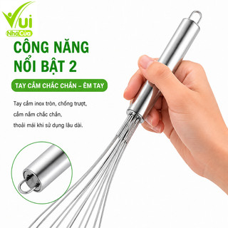 Cây Phới Đánh Trứng Inox 304 Cao Cấp Cầm Tay GD183 - Phới Đánh Trứng Inox Cầm Tay Và Tự Xoay GD184