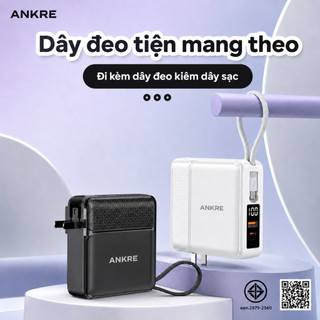 Pin Sạc Dự Phòng ANKRE 30000mAh Sạc Nhanh 22.5W PD20W, Tích Hợp 2 Dây Sạc, Chân Cắm Gập, Màn Hình LED, Sạc 3 Thiết Bị