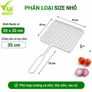 Vỉ Nướng Thịt Inox Lưới Kẹp 2 Tấm Inox Không Gỉ GD209 - Vỉ Inox Lưới Kẹp Nướng BBQ Thịt Cá Cầm Tay