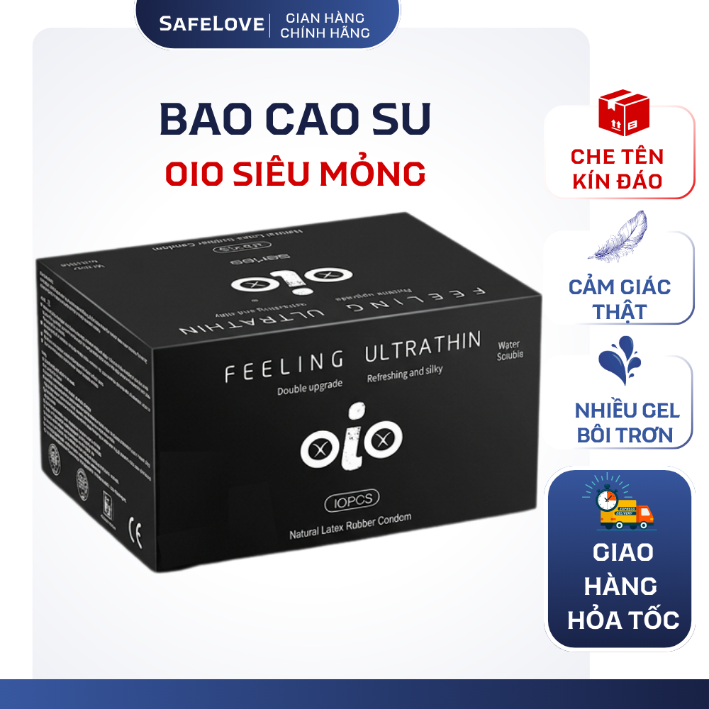 Bao Cao Su OiO Siêu Mỏng Kéo Dài, Gân Gai Nhẹ, Nhiều Gel Gốc Nước Hộp ...