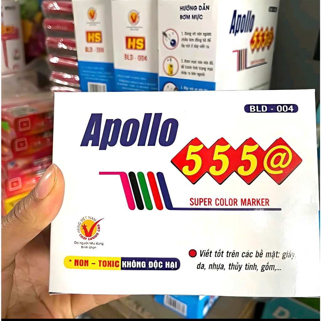 Bút Lông Dầu APOLLO 555 Đẹp (Hộp 10 Cây)