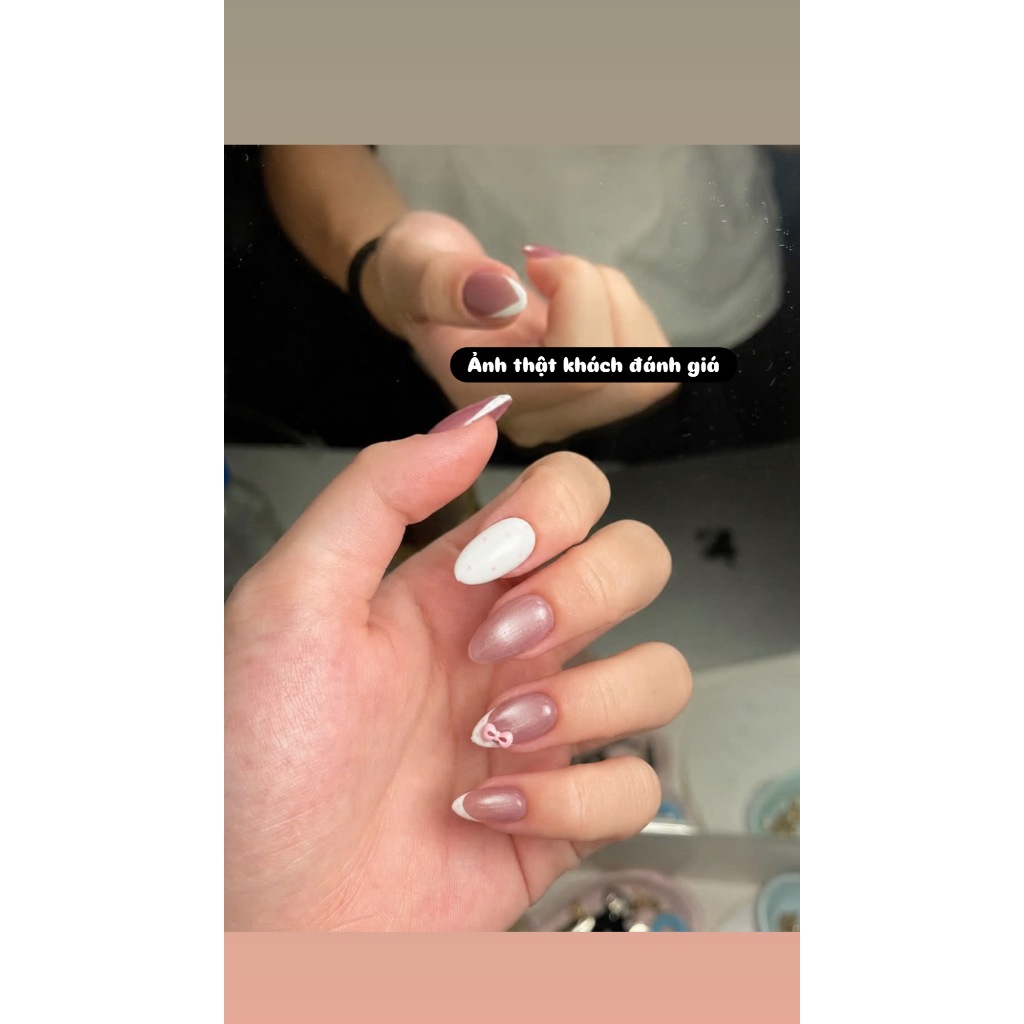 [V04] Móng giả tự dán, Nail box hàn quốc tự thiết kế phong cách nhẹ nhàng sử dụng hàng ngày LEUBOX