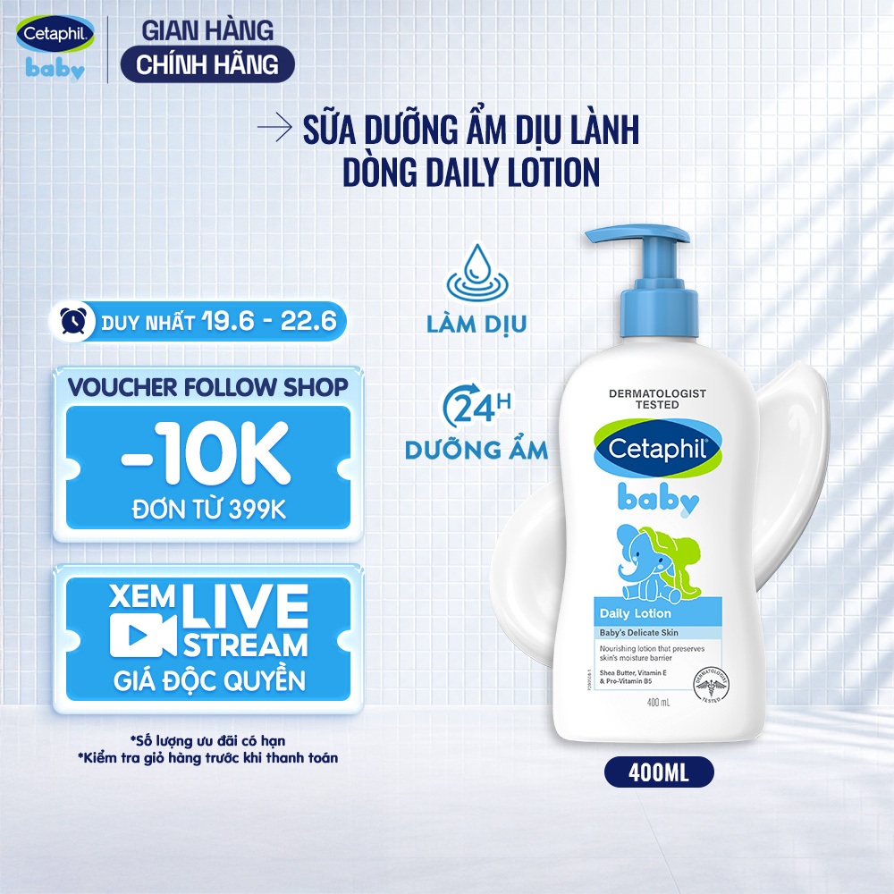 [LIVE] Sữa dưỡng ẩm dịu lành cho bé CETAPHIL BABY DAILY LOTION DAILY 400ML