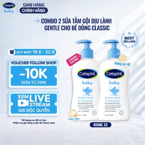 Combo 2 Sữa tắm gội dịu lành cho bé Cetaphil Baby Gentle Wash & Shampoo 400ml/chai