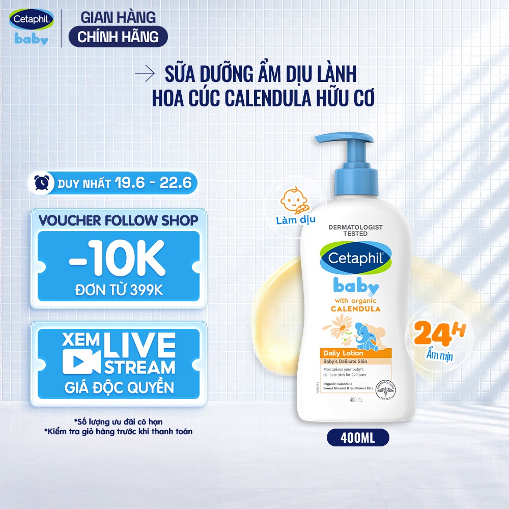 [LIVE] Sữa dưỡng ẩm dịu lành cho bé CETAPHIL BABY LOTION WITH ORGANIC CALENDULA 400ML