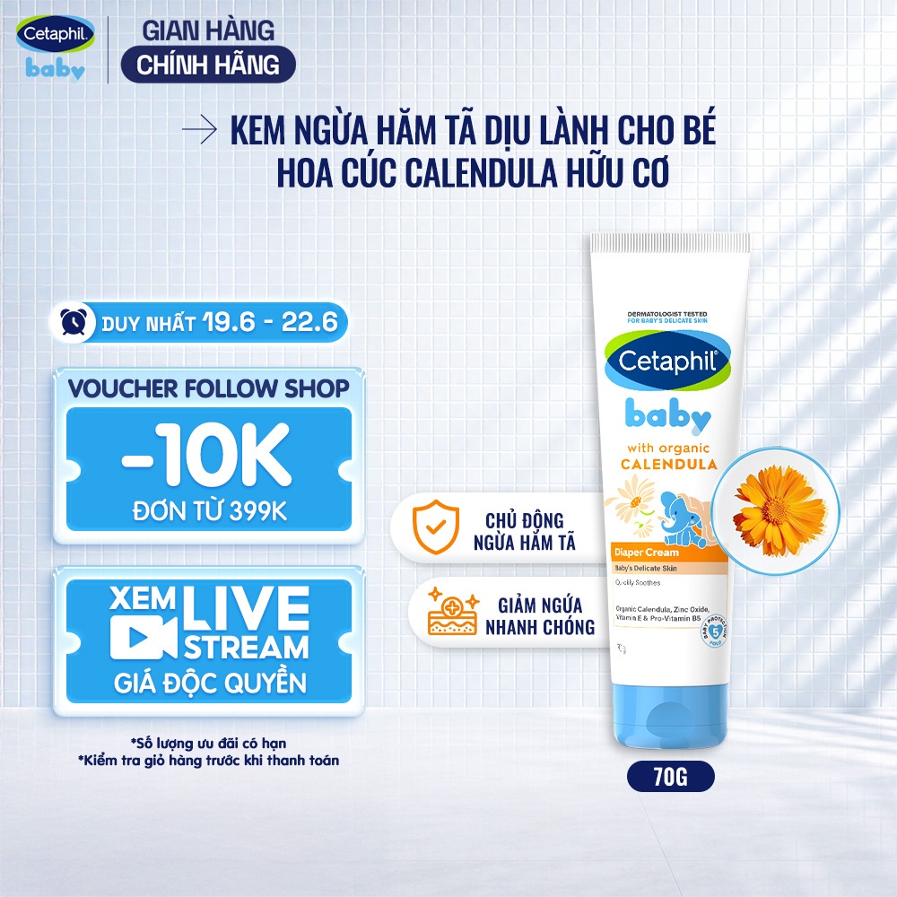 [LIVE] Kem chống hăm tã dịu lành CETAPHIL BABY DIAPER CREAM CALENDULA 70G