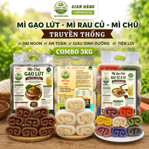 Combo 3kg Mì Chũ Gạo Lứt - Mì Chũ Rau Củ 8 Vị - Mì Gạo Chũ Truyền Thống - Healthy/eat clean - Mì Ăn Kiêng