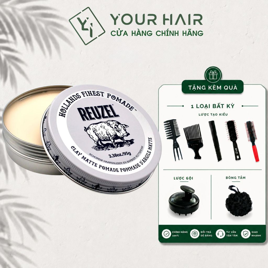 Sáp vuốt tóc Reuzel Clay Matte Pomade - 35g & 95g