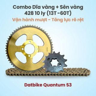 Nhông Sên Dĩa Giá Rẻ: Sên Vàng - Dĩa Vàng 428 10 Ly (13T – 60T) Dành Cho Dat Bike Quantum S3