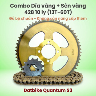 Nhông Sên Dĩa Giá Rẻ: Sên Vàng - Dĩa Vàng 428 10 Ly (13T – 60T) Dành Cho Dat Bike Quantum S3