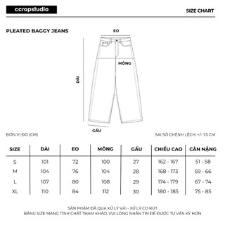 Quần Jean Raw Denim Xếp Ly Form Baggy – Cleant Fit, Hiện Đại - CCROPSTUDIO