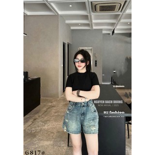 Quần Sooc Jean Rách Cạp Cao Basic QCCC Cao Cấp