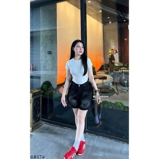 Quần Sooc Jean Rách Cạp Cao Basic QCCC Cao Cấp