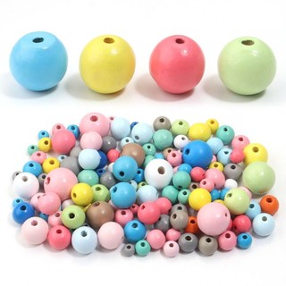80 hạt gỗ tròn màu Pastel, các loại hạt gỗ trang trí...