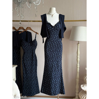 Set Váy Hoa Maxi Đính Nơ Mix Cardigan Chuẩn Linh Hoàng