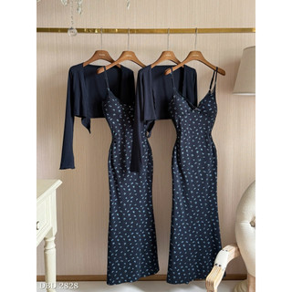 Set Váy Hoa Maxi Đính Nơ Mix Cardigan Chuẩn Linh Hoàng