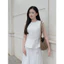 LABAVISTA Áo kiểu nữ dáng peplum cổ tròn chiết ly kèm belt hoa tulip phong cách hiện đại trẻ trung