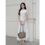 LABAVISTA Áo kiểu nữ dáng peplum cổ tròn chiết ly kèm belt hoa tulip phong cách hiện đại trẻ trung