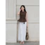 LABAVISTA Áo kiểu nữ dáng peplum cổ tròn chiết ly kèm belt hoa tulip phong cách hiện đại trẻ trung