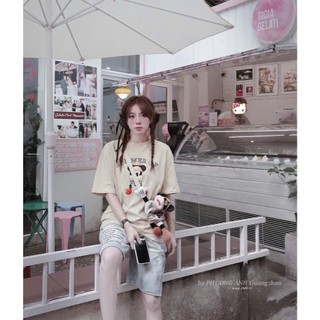 Áo Thun Nữ Mickey Kèm Túi Đeo Form Rộng QCCC Cao Cấp