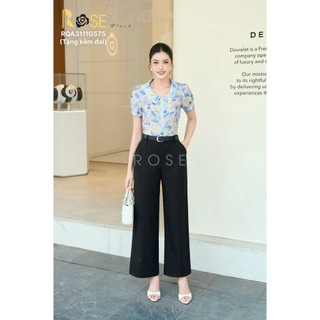 (Sẵn) RQA3111Quần Suông Nữ Rose. Chất Trượt nhật cao cấp Dáng Ống suông Có Khuy Cài Thanh Lịch