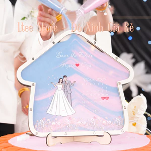 Tranh Rót Cát Ngày Cưới Cá Nhân Hóa In Tên Theo Yêu Cầu - Màu Cát & Khung Tùy Chọn, Quà Kỷ Niệm Wedding