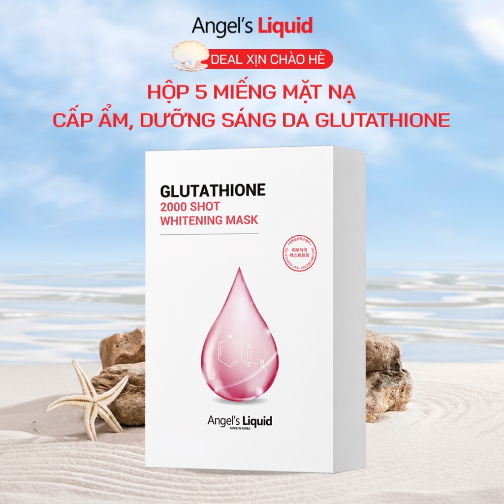 HỘP 5 Mặt Nạ Cấp Ẩm, Dưỡng Sáng Da Angel's Liquid GLUTATHIONE 2000 Shot Whitening Mask (25ml x 5ea)