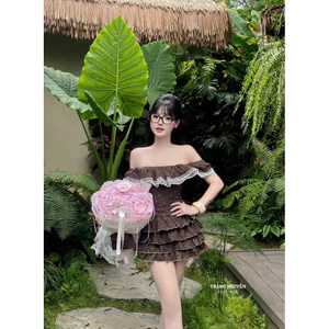 Set áo trễ vai bèo mix chân váy tầng hoa nhí cưng xỉu Size SM