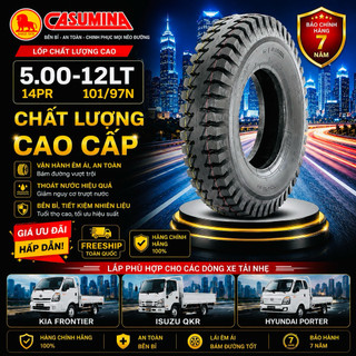 Lốp tải Casumina 500-12 12PR  Lắp cho xe tải nhẹ, xe ba gác. - BẢO HÀNH CHÍNH HÀNG + FREESHI