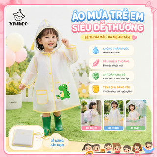 Áo mưa trẻ em EVA dày chống nước, họa tiết khủng long dễ thương