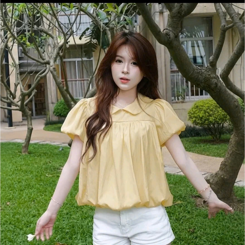 [Che Khuyết điểm Bắp tay]Áo babydoll Nữ Áo Bí Cổ Sen Dễ Thương [FREESHIP]🌸Áo Kiểu Nữ Tay Phồng Phong Cách Ulzzang🌸