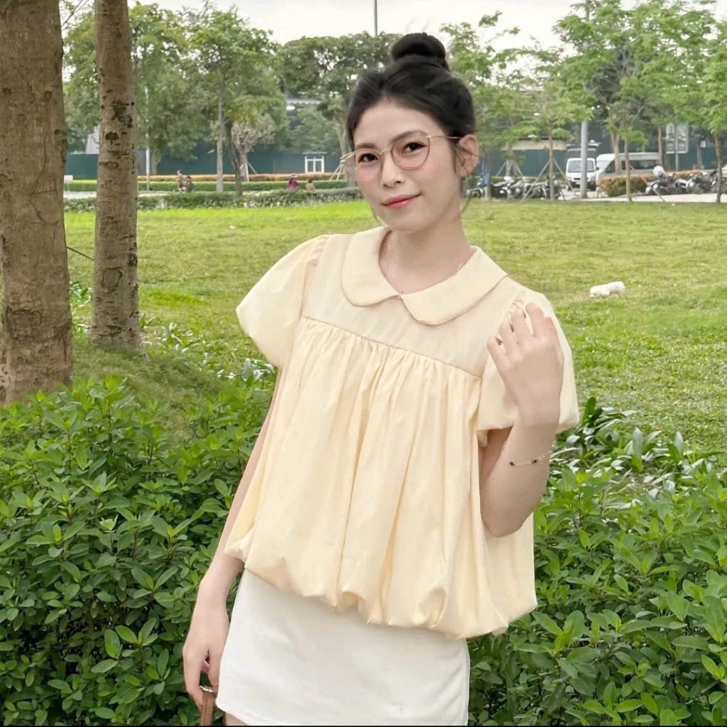 [Che Khuyết điểm Bắp tay]Áo babydoll Nữ Áo Bí Cổ Sen Dễ Thương [FREESHIP]🌸Áo Kiểu Nữ Tay Phồng Phong Cách Ulzzang🌸