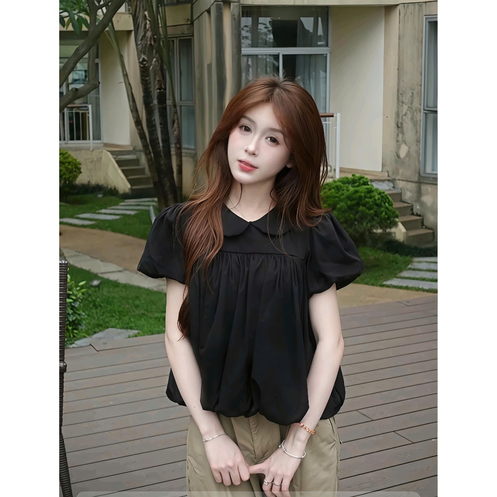 [Che Khuyết điểm Bắp tay]Áo babydoll Nữ Áo Bí Cổ Sen Dễ Thương [FREESHIP]🌸Áo Kiểu Nữ Tay Phồng Phong Cách Ulzzang🌸