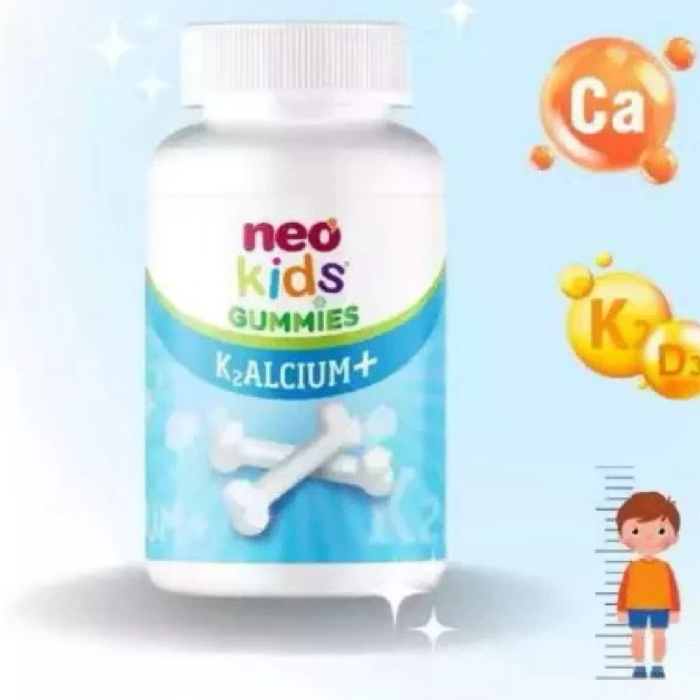 NeoKids Gummies canxi ( hộp 60 viên nhai) Kẹo canxi cho bé vị sữa chua bổ sung Canxi, D3, Vitamin K2 MK7 cho trẻ