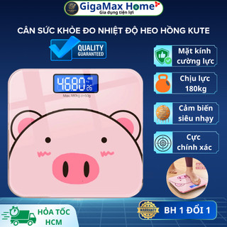 Cân Điện Tử Sức Khỏe Hình Heo Hồng – Cân Bluetooth Thông Minh Cực Chuẩn Max 180kg | GigaMax Home