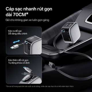 Bộ Tẩu Sạc Xe Hơi CUKTECH CC903P Kèm Cáp C Rút Gọn | 2C1A Công Suất Sạc Max 100W | Bảo hành 18 Tháng