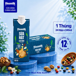Sữa Hạt Cao Đạm Ít Đường Vinamilk 240ml - Thùng 12/ 24 Hộp