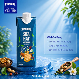 Sữa Hạt Cao Đạm Ít Đường Vinamilk 240ml - Thùng 12/ 24 Hộp