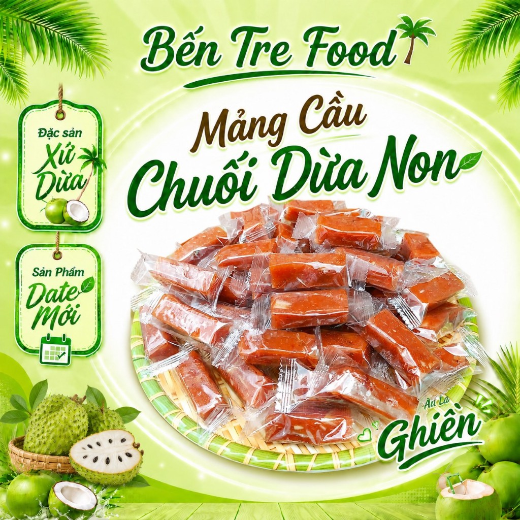 Kẹo Mảng Cầu Chuối Dừa non vị chua ngọt ít đường