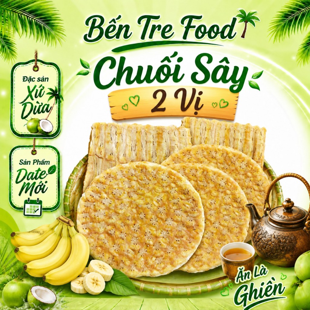 Combo 500gr Chuối sấy mix 2 vị ( bánh phồng sữa dán chuối và chuối sấy nguyên chất Bến Tre)-đồ ăn vặt