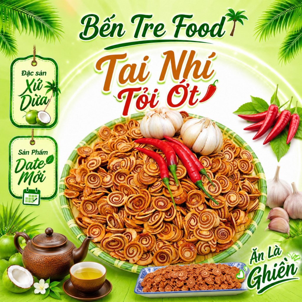 Bánh tai chuột vị cay Bến Tre béo cốt dừa cay cay ớt hủ 500gr đồ ăn vặt