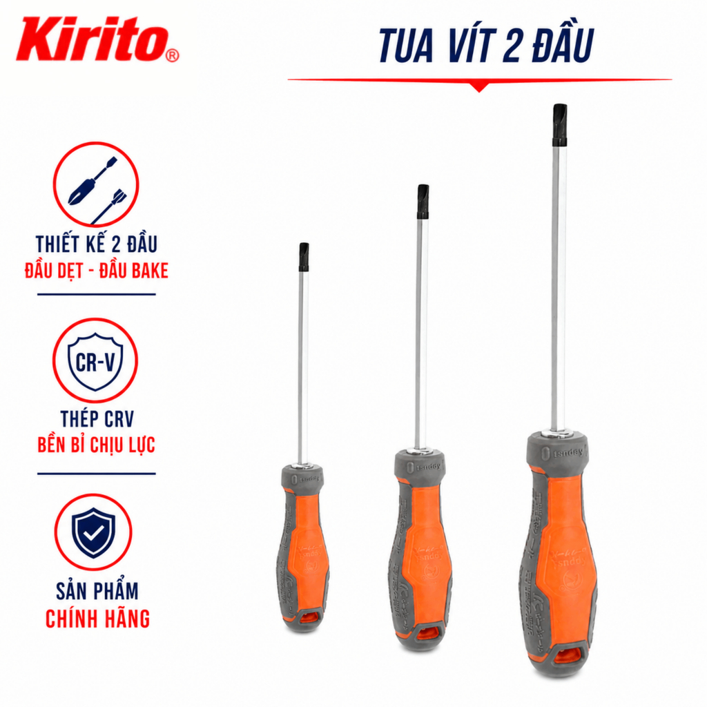 Tua Vít 2 Đầu Dẹp Bake Kapusi 6x100mm / 6x150mm / 6x200mm, Chất Liệu Thép CRV Cao Cấp Bền Bỉ