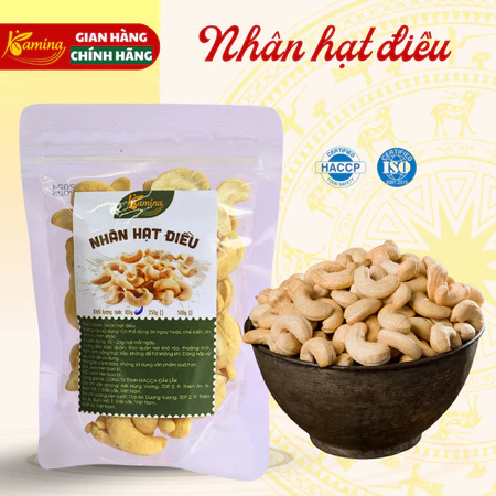 Nhân hạt điều sống KAMINA Túi Zip dùng nấu sữa, hạt dinh dưỡng làm bánh ngũ cốc