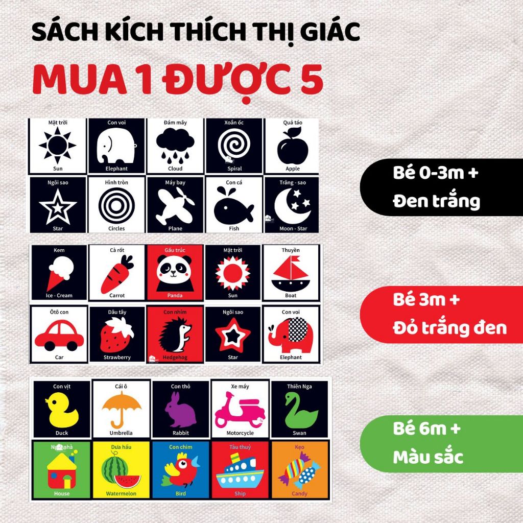 Sách - Tranh kích thích thị giác cho trẻ sơ sinh