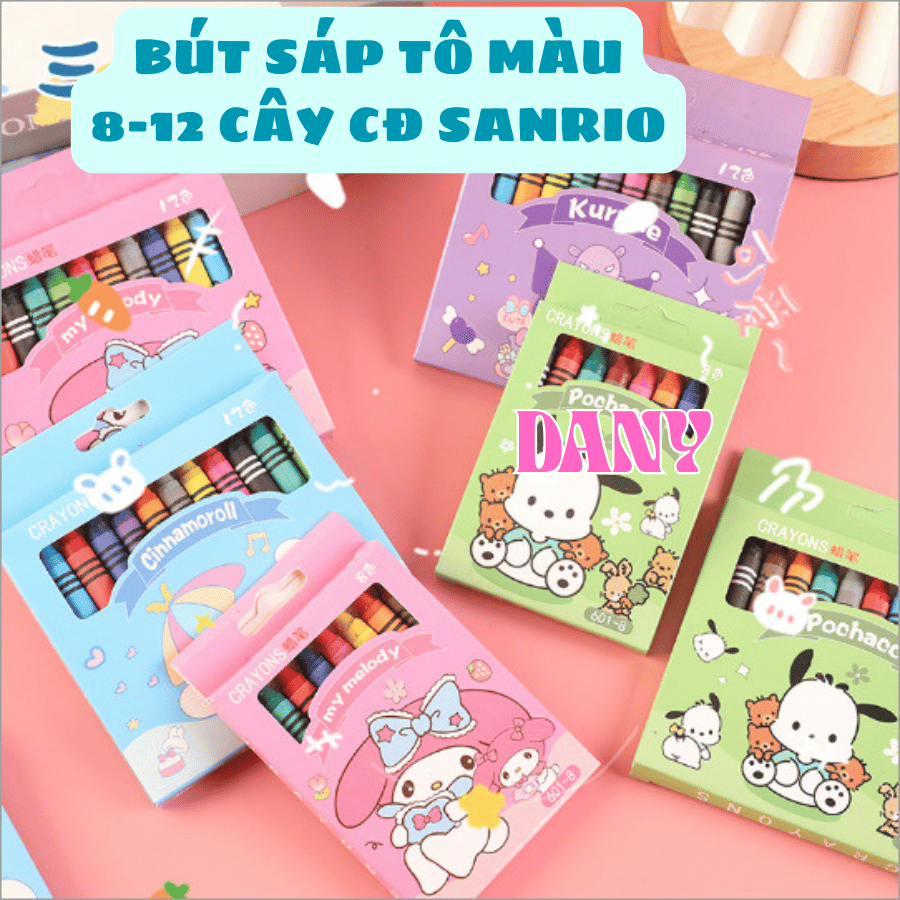 HC0022 DANY COMBO 5/10 HỘP 8-12 BT MÀU SÁP, BT SÁP Tự MÀU CHO HỌC SINH CHỦ  CON VẬT Dày THƯ NG