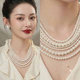 [ DAISYN ] N633 choker dây chuyền áo dài , dây chuyền áo tấc, vòng cổ cưới 8 sợi ngọc trai nhân tạo