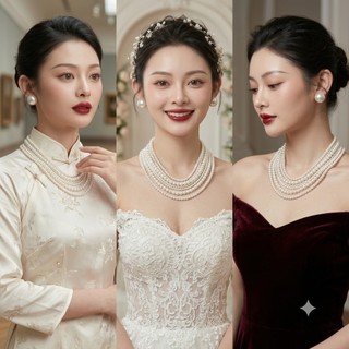[ DAISYN ] N633 choker dây chuyền áo dài , dây chuyền áo tấc, vòng cổ cưới 8 sợi ngọc trai nhân tạo