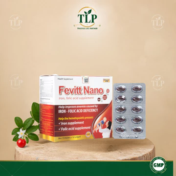 Viên uống FEVITT NANO 100V bổ sung sắt, acid folic, bổ máu, cải thiện tình trạng thiếu máu (3M + 4M)