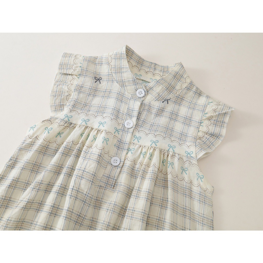 Váy Cho Bé Gái, Váy Sát Nách Cổ Tàu Thiết Kế Tiểu Thư Bé Mặc Hàng Ngày Chất Liệu Cotton Mát Mẻ
